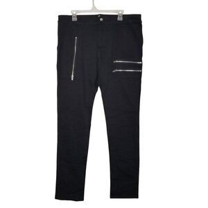 Royal Bones by DAANG Men's 36 Black Skinny Jeans Goth Emo Cyper Punk Zippers